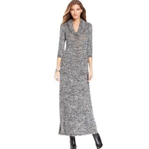 Vintage Sheri Martin Long Gray Cowl Neck Dress Size Medium Long Sleeve Knit